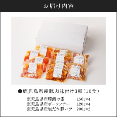 【ナンチクファクトリー】鹿児島県産豚肉味付け3種(10食)　K073-010_01
