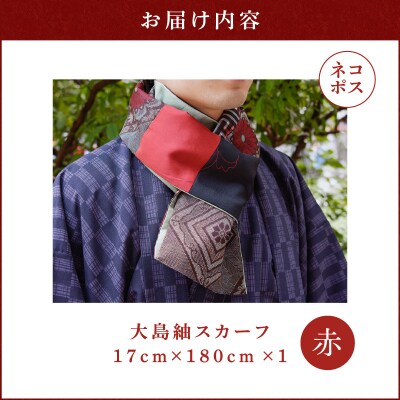 【5営業日以内に発送】大島紬スカーフ(赤)　K275-003_01