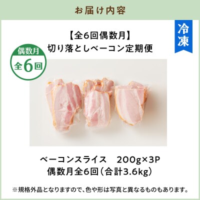 【全6回偶数月】切り落としベーコン定期便　K161-T02