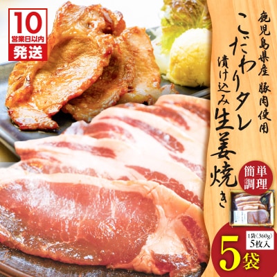 【10営業日以内に発送】鹿児島県産 こだわりタレ漬け込み生姜焼き 5袋　K265-003_02