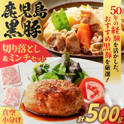 鹿児島県産 黒豚切り落としミンチセット 500g　K025-014_01