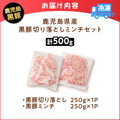 鹿児島県産 黒豚切り落としミンチセット 500g　K025-014_01