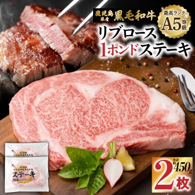 A5等級鹿児島県産黒毛和牛リブロース 1ポンドステーキ 2枚セット　K002-041_02