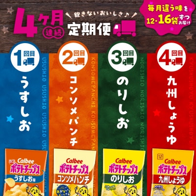 【 期間限定 生活応援 】【4ヶ月定期便】カルビー ポテトチップス 食べ比べ4種　K194-T01