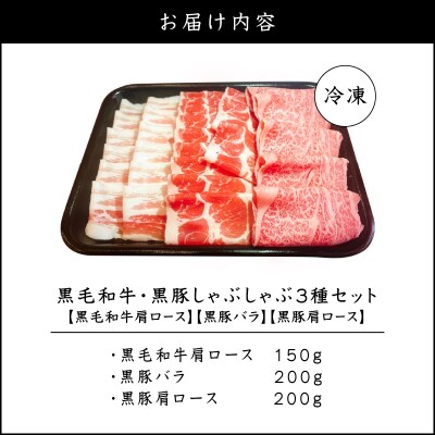 黒毛和牛、黒豚しゃぶしゃぶ 3種セット　K151-008