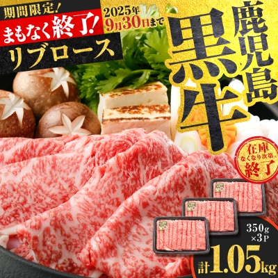 【 期間限定 生活応援 】(KH-301)鹿児島黒牛リブローススライスセット(計1.05kg)