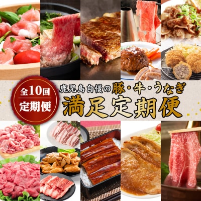 【全10回定期便】鹿児島自慢の豚・牛・うなぎ「満足定期便」　K086-T11