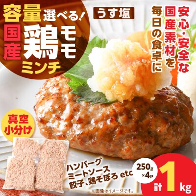 国産鶏モモミンチ＜うす塩＞ 計1kg　K025-016_02