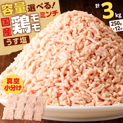 国産鶏モモミンチ＜うす塩＞ 計3kg　K025-016_06