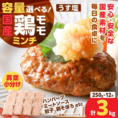 国産鶏モモミンチ＜うす塩＞ 計3kg　K025-016_06