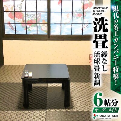 ペット・介護向け滑らず汚れず傷のつかない洗える畳『洗畳』縁無琉球畳新調6帖サイズ　K348-010