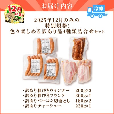 【 期間限定 生活応援 】2025年12月のみの特別規格!色々楽しめる訳あり品4種類詰合せセット