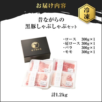 昔ながらの黒豚しゃぶしゃぶセット1.2kg<ロース、肩ロース、バラ、モモ>　K125-006