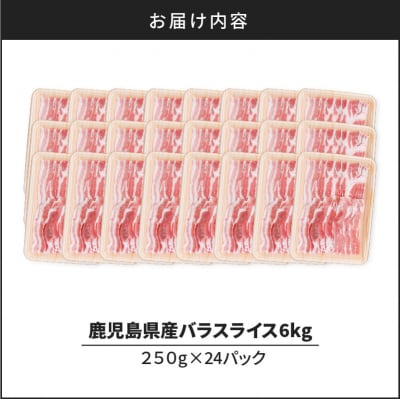 【 生活応援 豚生餃子 1P 】 期間限定 鹿児島県産豚バラスライス 6kg(250g×24P)