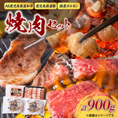 【 期間限定 生活応援 】【A5和牛・豚・ホルモン】焼肉セット900g　K002-055