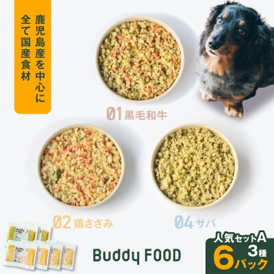 Buddy FOOD 人気セットA 3種6パック(黒毛和牛、鶏ささみ、サバ)　K390-001_11