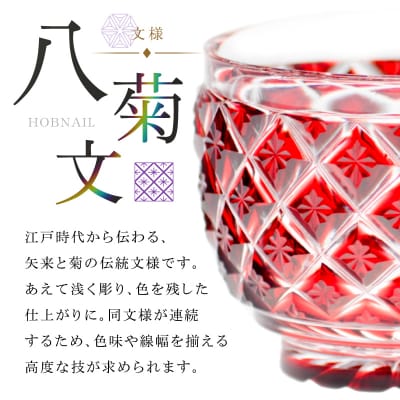 島津薩摩切子 猪口(大) C-34 緑　K010-048_03