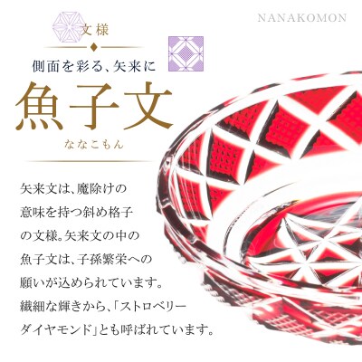 島津薩摩切子 小皿 C-50 紅　K010-052_01