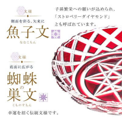 島津薩摩切子 中皿 C-60 金赤　K010-053_03