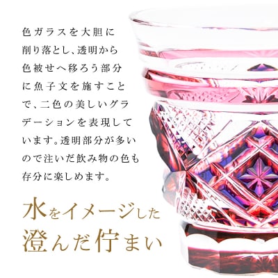 島津薩摩切子 二色冷酒杯 C-253 ルリ緑　K010-061_02