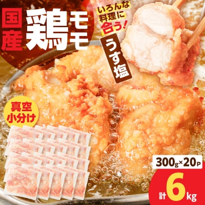 【生産者おすすめ】【国産】鶏モモ(うす塩)6kg(300g×20P)　K025-012_09_cp