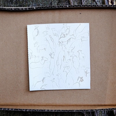 【1点もの】東京藝大取手校地の草を食べて暮らすヤギのふん絵の具で描いたドローイング作品 #33
