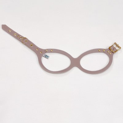 メガネハーネス【Mサイズ】ローズグレージュ ゴールド金具(本革製) kazama premium