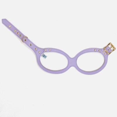 メガネハーネス【Sサイズ】ライラック ゴールド金具(本革製) kazama premium