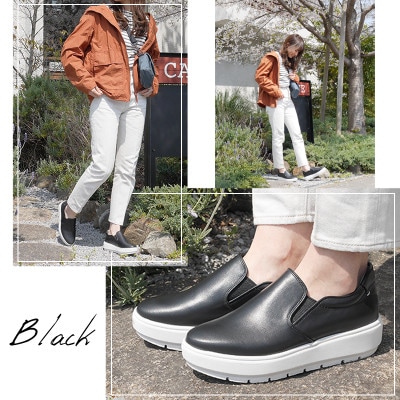 【婦人靴/スリッポンスニーカー】ボディケア用　ブラック　22.5cm