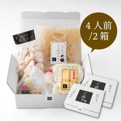 【全3回定期便】 国産・無添加 もつ鍋セット  (約4人前) だし塩味  [AFF030]