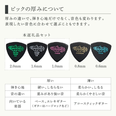 笑暮屋 ギターピック『シーラカンス』1mm-2mmセット(三角型)【007-008】