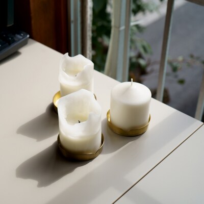 丸えりのキャンドルトレイ -真鍮のキャンドルホルダー-【018-002】