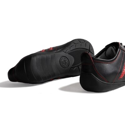 紳士靴 / ドライビングシューズ(ブラック&レッド、24.5cm)【041-001-1-2】