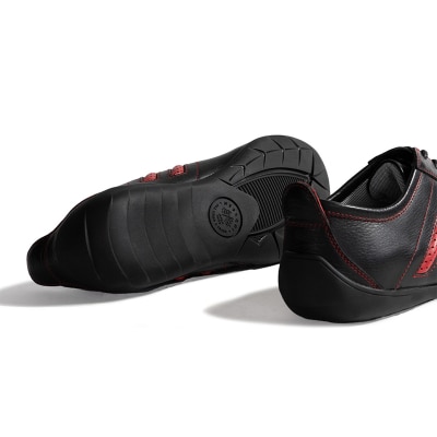 紳士靴 / ドライビングシューズ(ブラック&レッド、25.5cm)【041-001-1-4】