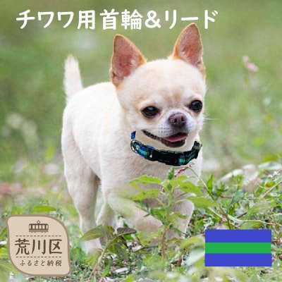 チワワ用カラー(首輪)&リード(カラー:紺・緑・紺)【001-013】