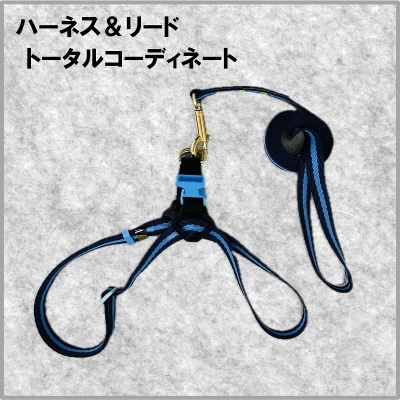 トイプードル向けハーネス&リード(カラー:紺青紺)【001-018-3】
