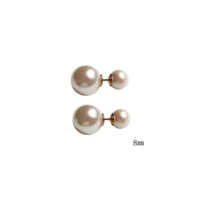 【ギフト対応可】リバーシブルパールピアス(フロントパールサイズ:8mm)【043-017-2】