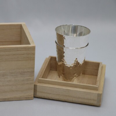 桐箱入り 重ねグラス(2個セット)【純銀製】【013-005】