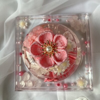 【かがみもちりうむ】固まるハーバリウムで作る鏡餅のお飾り(ピンク)【071-005-1】