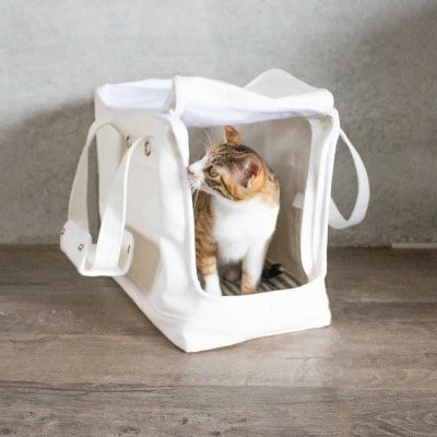 ネコのキャリーバッグ　ネコずきなトート・ホワイト