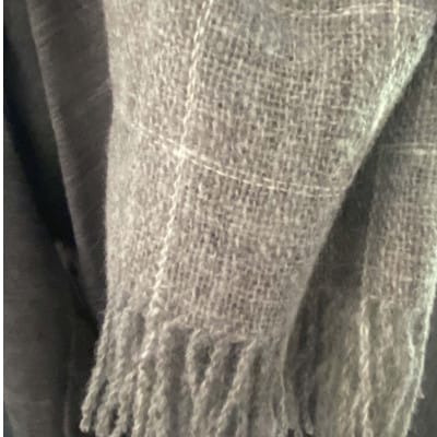 【さとふる限定】未来へ伝統をつなぐホームスパンマフラー(グレー×白)