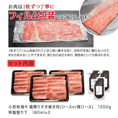【牛匠 小形牧場牛】すき焼き(霜降り) 1200g 特製割り下3つ付き