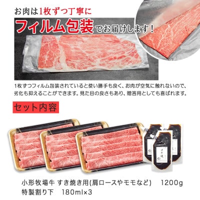 【牛匠 小形牧場牛】すき焼き 1200g 特製割り下3つ付き