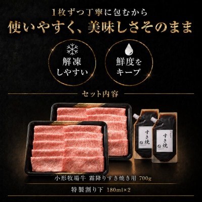 【牛匠 小形牧場牛】すき焼き(霜降り) 700g 特製割り下2つ付き