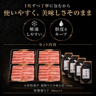 【牛匠 小形牧場牛】すき焼き(霜降り) 1400g 特製割り下4つ付き