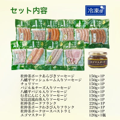 いろいろな味が楽しめる!ポークソーセージ10種1590gと特製黄金のマスタード120g(無添加)　