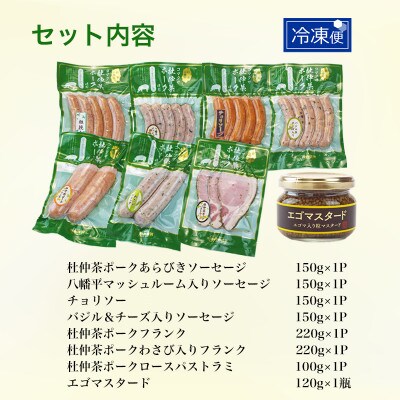 いろいろな味が楽しめる!ポークソーセージ7種1140gと特製黄金のマスタード120g(無添加)