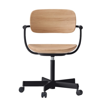 イトーキ『バーテブラ03WOOD』5本脚 背座木 抵抗付ウレタン双輪キャスタータイプ