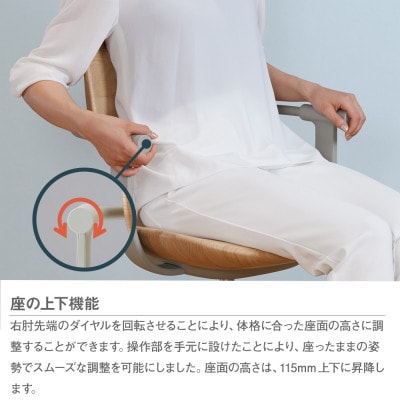 イトーキ『バーテブラ03WOOD』5本脚 背座木 抵抗付ウレタン双輪キャスタータイプ