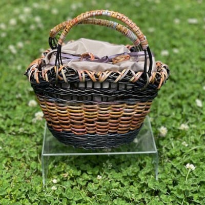 君島アトリエ 紅籐かごバッグ(染紅籐コレクション 彩のかご - あかね陽)